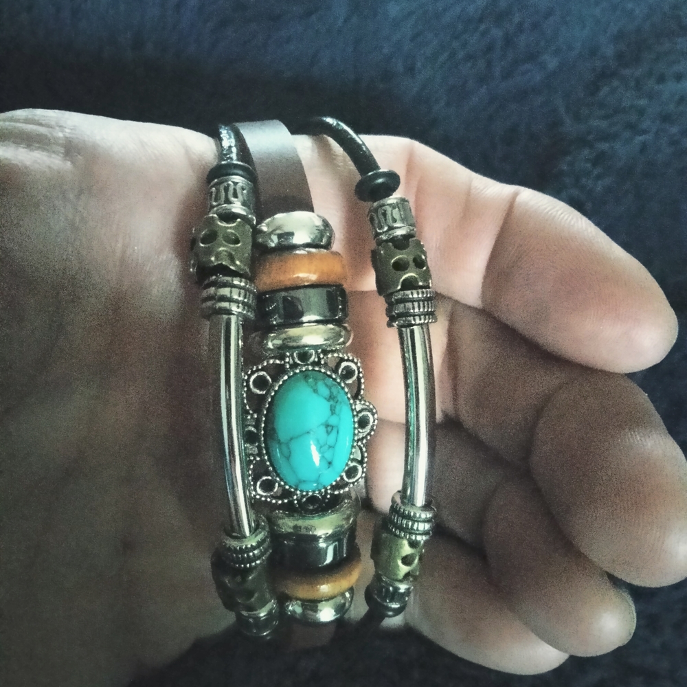 Turquoise and Brown Beaded Bracelet